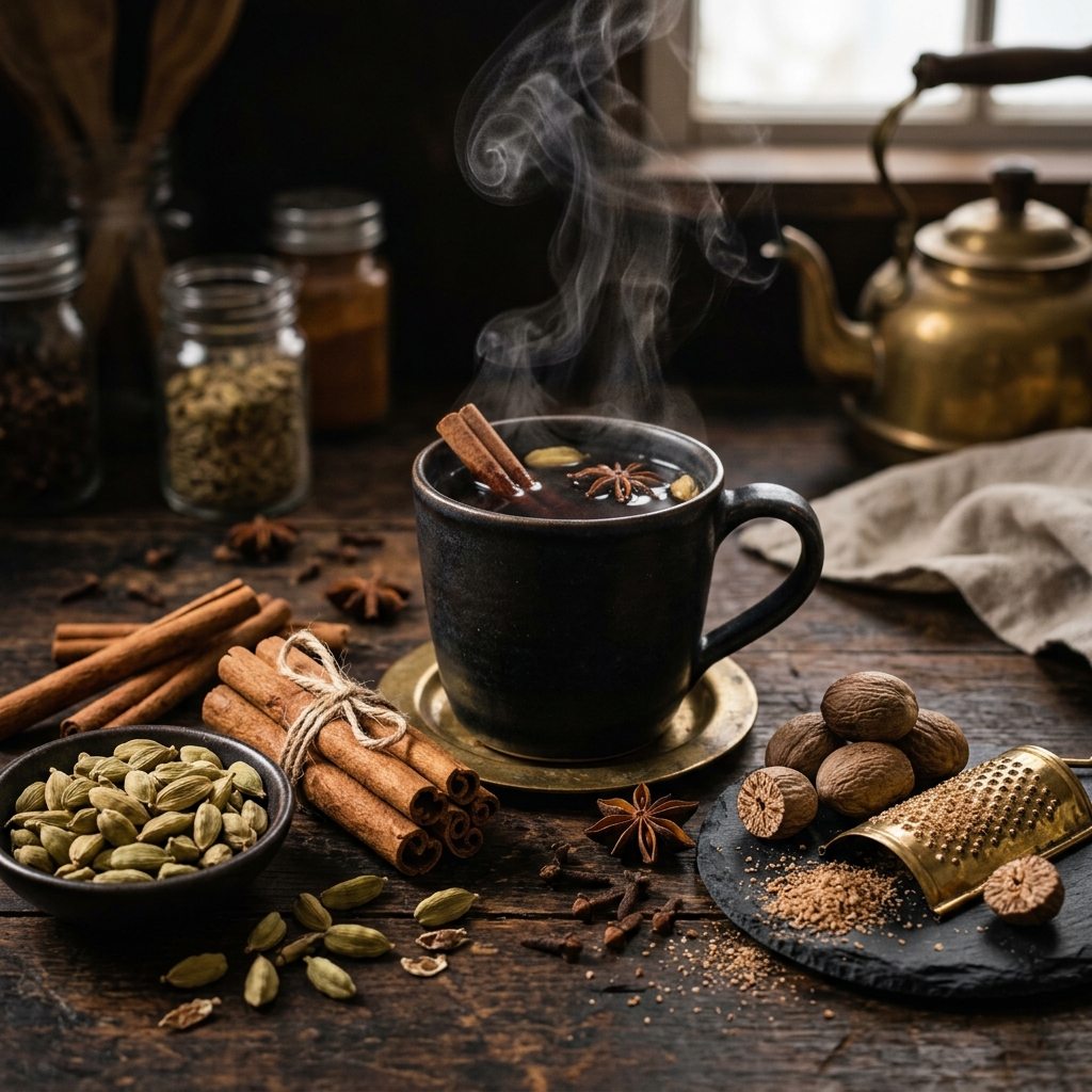 Green cardamom and cassia cinnamon for beverage spices